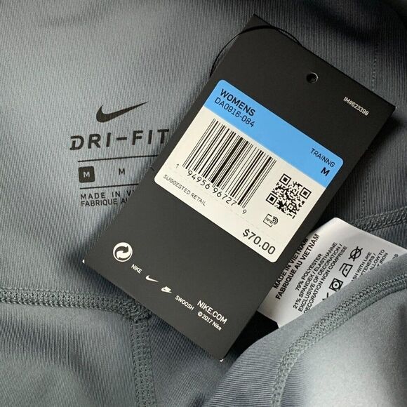 Nike Leggings sz M Mid Rise Tight Fit 7/8 Length Gray Green 25.5" Inseam New NWT - Picture 9 of 11